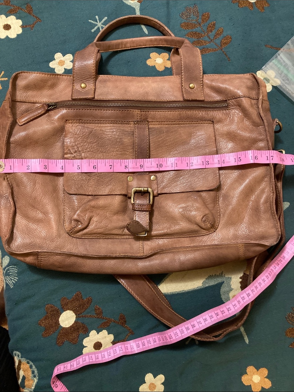 CARBON 2 COBALT distressed leather tote-bag Classic Brown Leather Satchel Bag - Picture 11 of 16